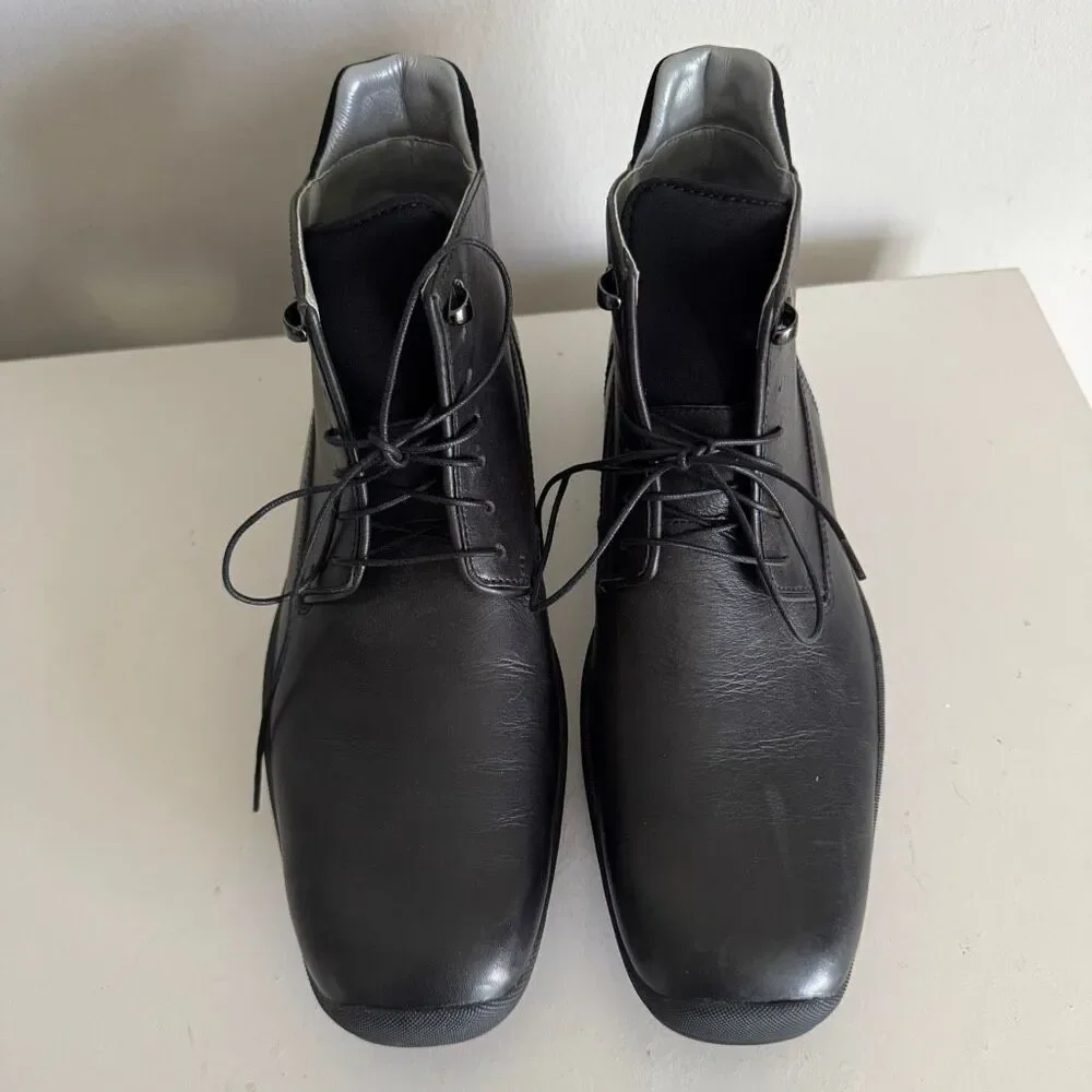 Kenneth Cole Leather Waterproof Rain Storm Leather Lace Up Stylish Boots Black